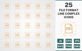 25 FILE FORMAT LINE COMPLEX PACK Icon Set