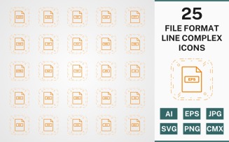 25 FILE FORMAT LINE COMPLEX PACK Icon Set