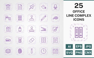 25 OFFICE LINE COMPLEX PACK Icon Set