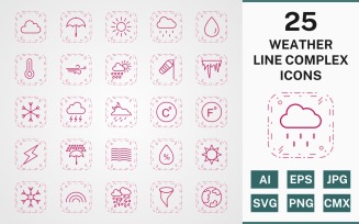 25 WEATHER LINE COMPLEX PACK Icon Set
