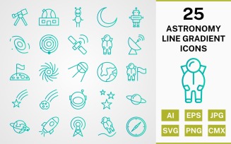 25 ASTRONOMY LINE GRADIENT PACK Icon Set
