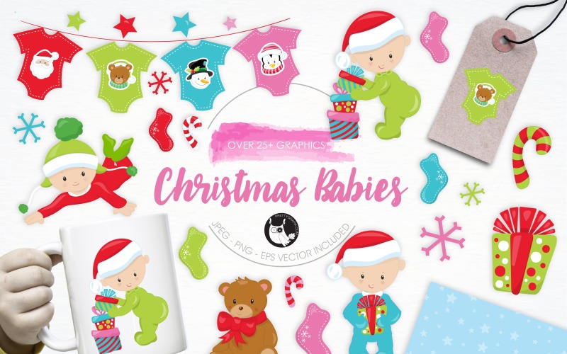 Christmas Babies illustration pack - Vector Image Vector Graphic
