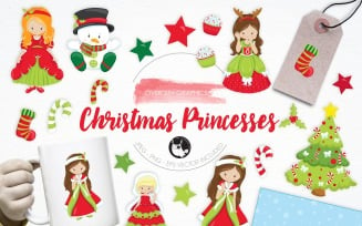 Christmas Princesses illustrations - Vector Image