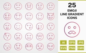 25 EMOJI LINE GRADIENT PACK Icon Set