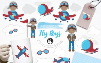 Fly Boys illustration pack - Vector Image