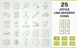 25 OFFICE LINE GRADIENT PACK Icon Set