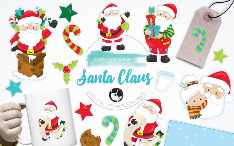 Santa Claus illustration pack - Vector Image Vector Graphic