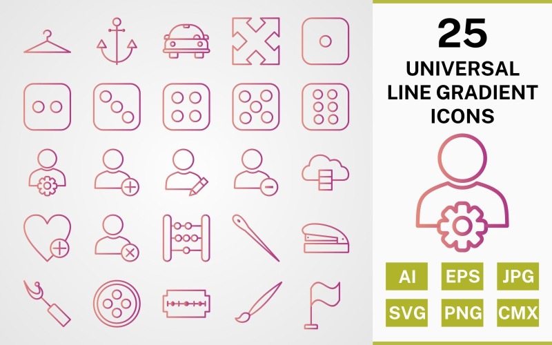 25 UNIVERSAL LINE GRADIENT PACK Icon Set