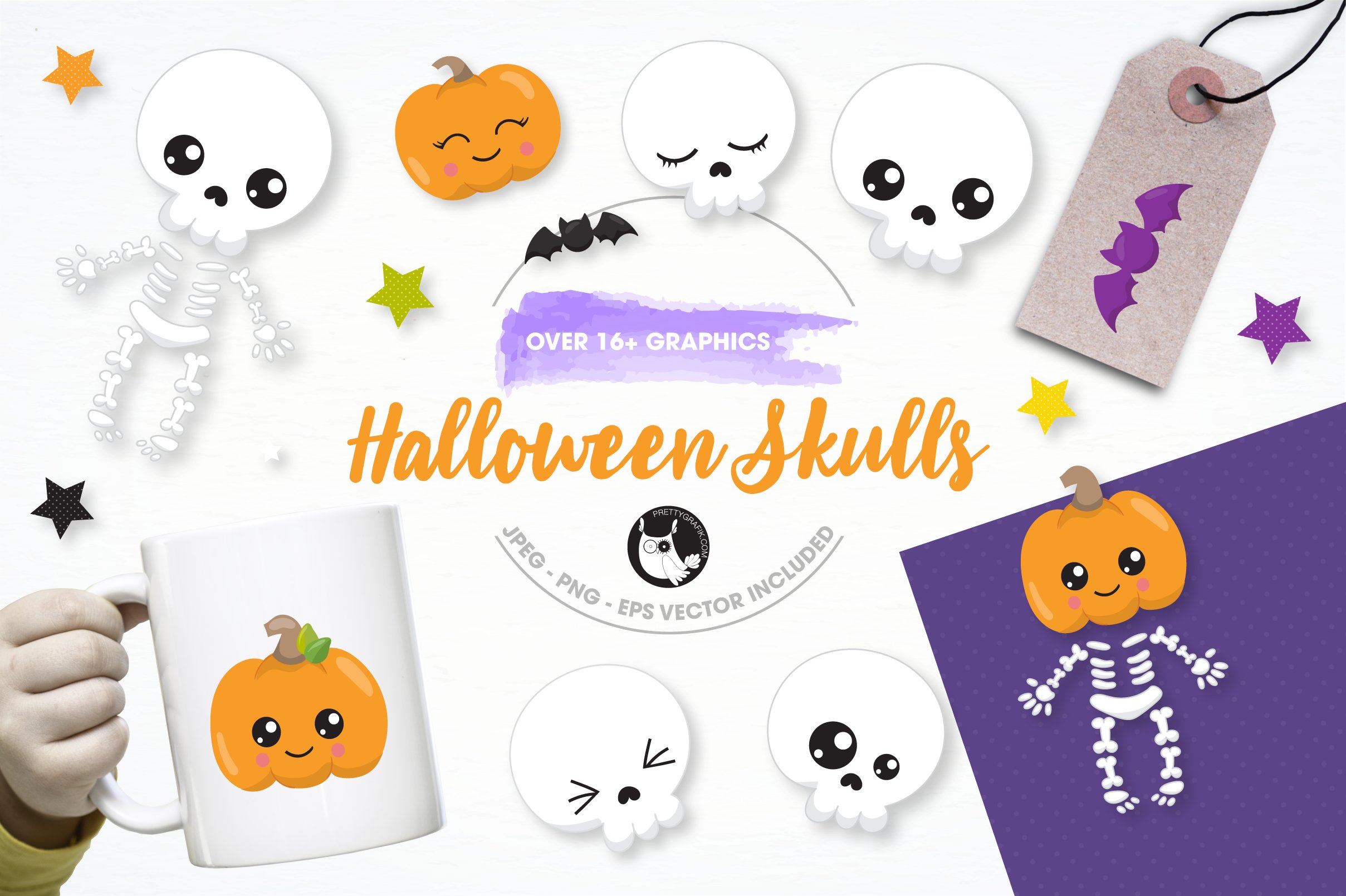 Halloween Skulls Illustration Pack - Vector Image