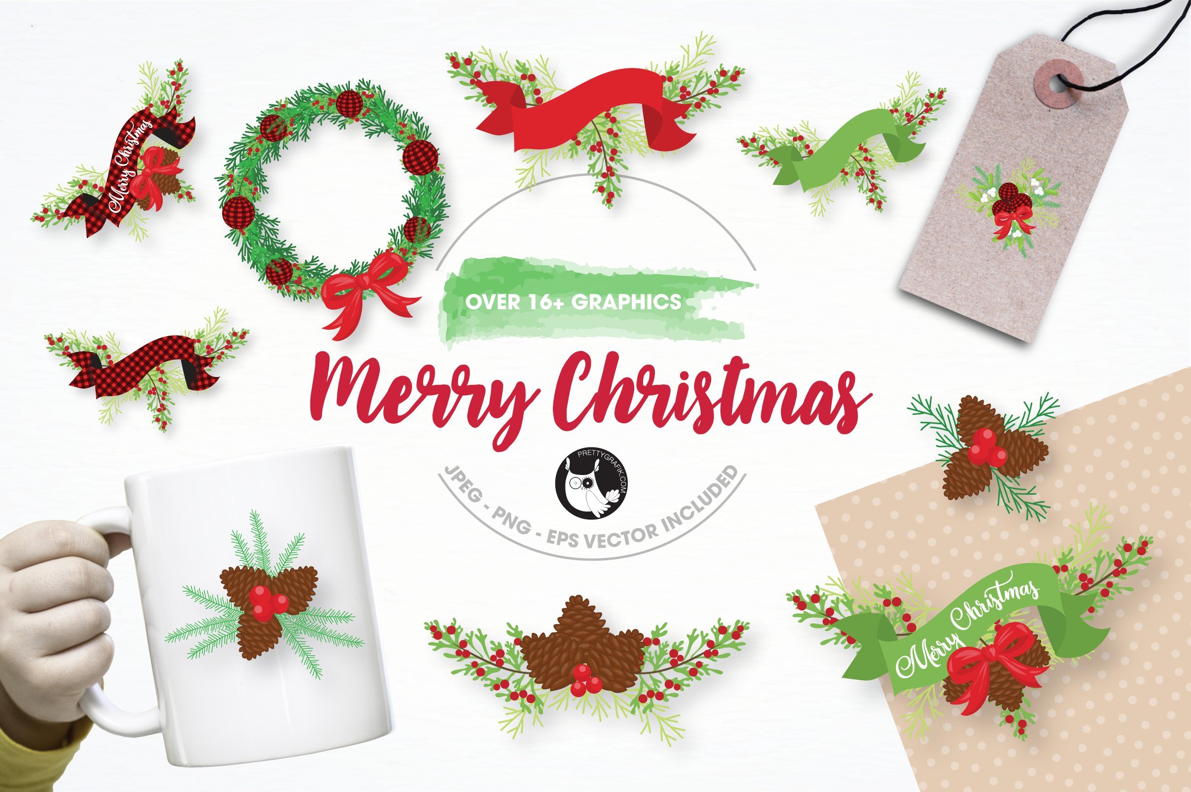 Merry Christmas Illustration Pack - Vector Image