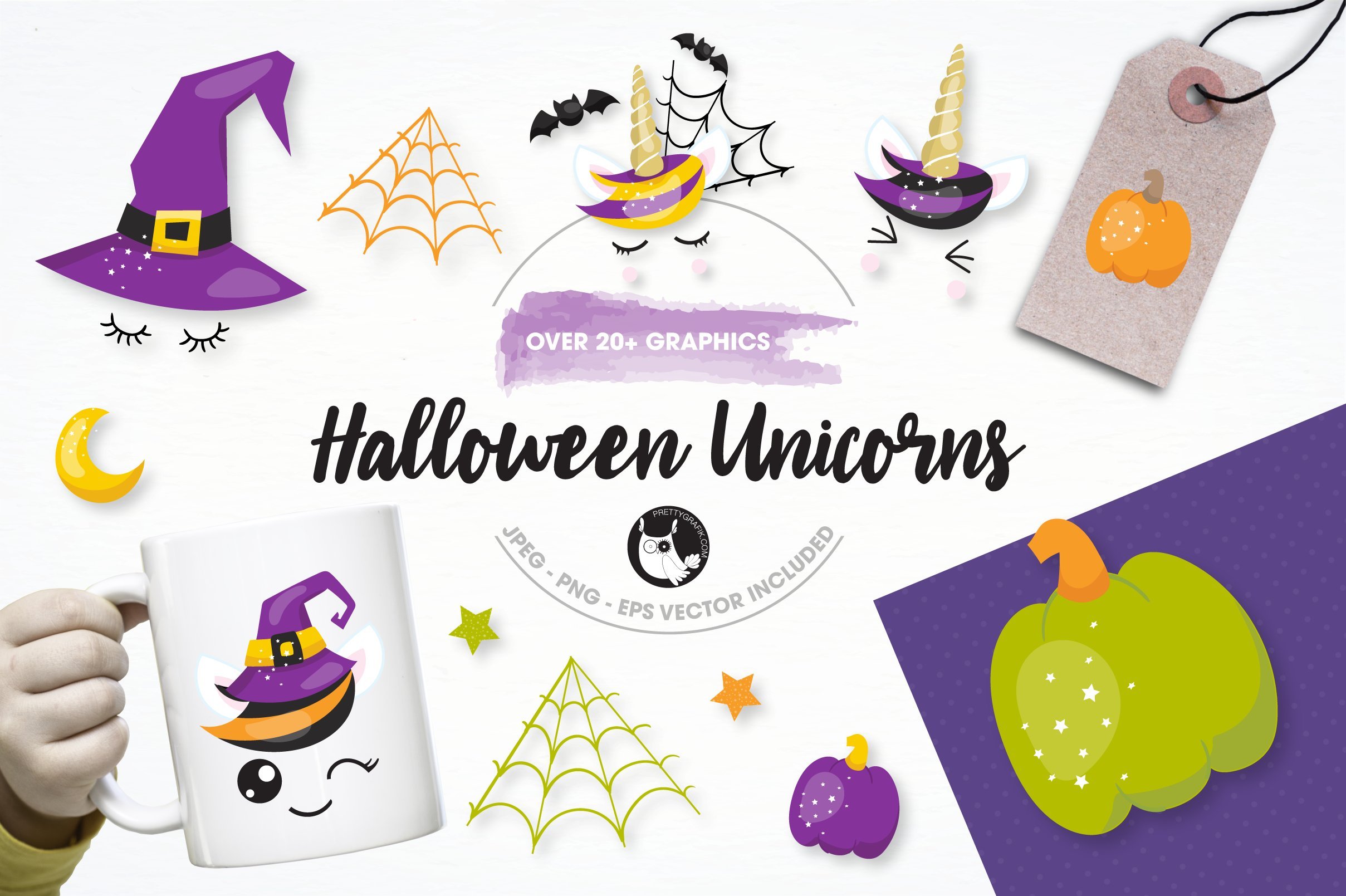 Halloween Unicorns Illustration Pack - Vector Image