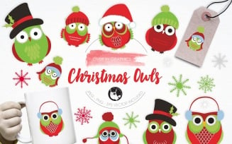 Christmas Owls Illustration Pack - Vector Image