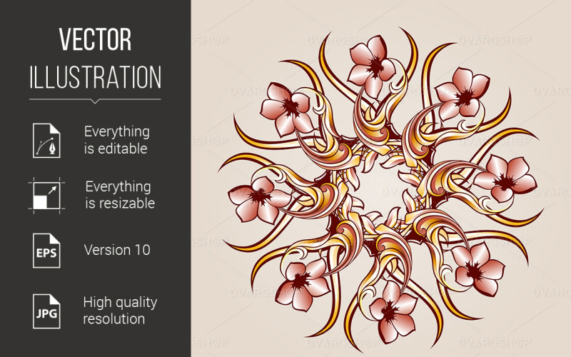 Flower Pattern Henna - Vector Image Vector Graphic