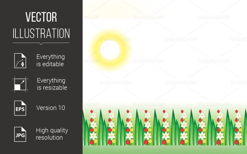 Flowering Grass in the Sun - Vector Image Vector Graphic