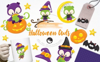 Halloween Owls Illustration Pack - Vector Image