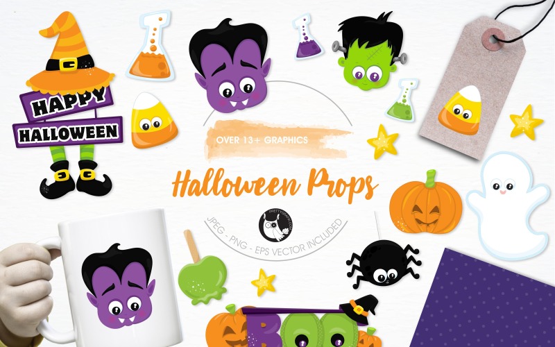 Halloween Props Illustration Pack - Vector Image Vector Graphic