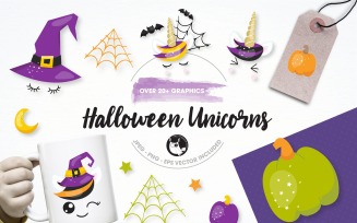 Halloween Unicorns Illustration Pack - Vector Image
