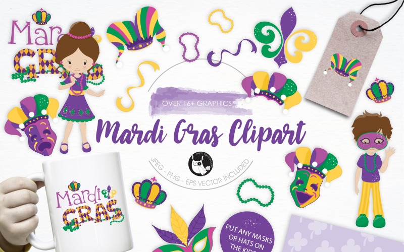 Mardi Gras Clipart illustration pack - Vector Image Vector Graphic