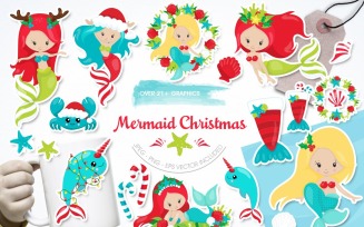 Mermaid Christmas - Vector Image