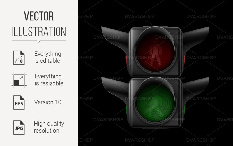 Realistic Pedestrian Traffic Lights Off - Vector Image Vector Graphic