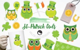 St Patrick Owls illustration pack - Vector Image