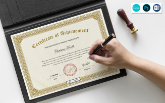 Achievement Certificate Design Template. Word, Canva and Psd