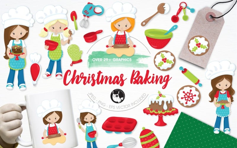 Christmas Baking Illustration Pack - Vector Image Vector Graphic