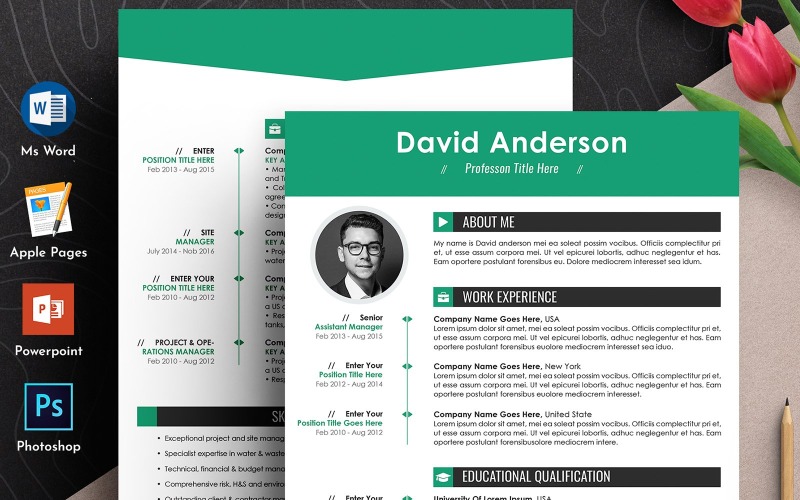 Clean & Professional Editable Cv Resume Template Design Ms Word Apple Pages