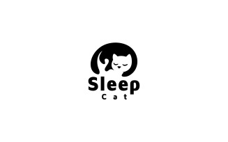Sleeping Cat Logo Template