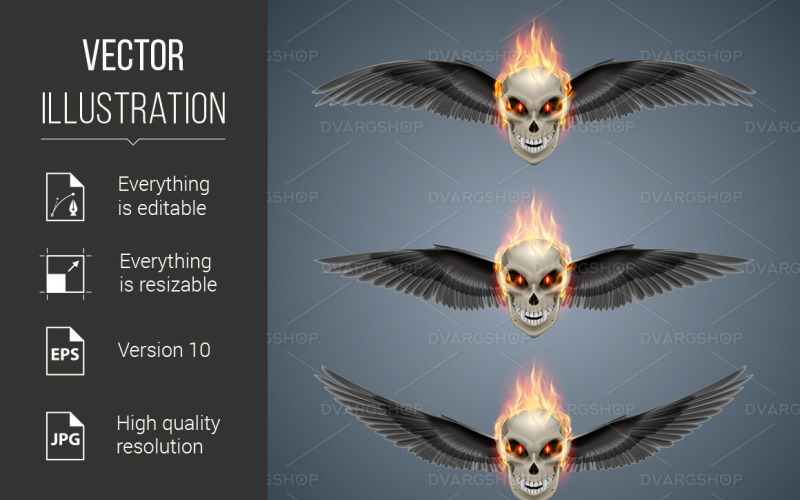 Flaming Mutant Skulls - Vector Image Vector Graphic