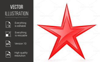 Glossy Red Star - Vector Image