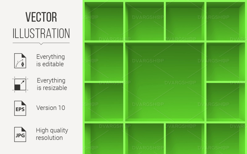 Green Bookshelves - Vector Image Vector Graphic