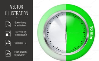 Green Timer Icon - Vector Image