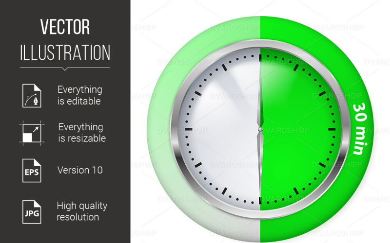 Green Timer Icon - Vector Image Vector Graphic