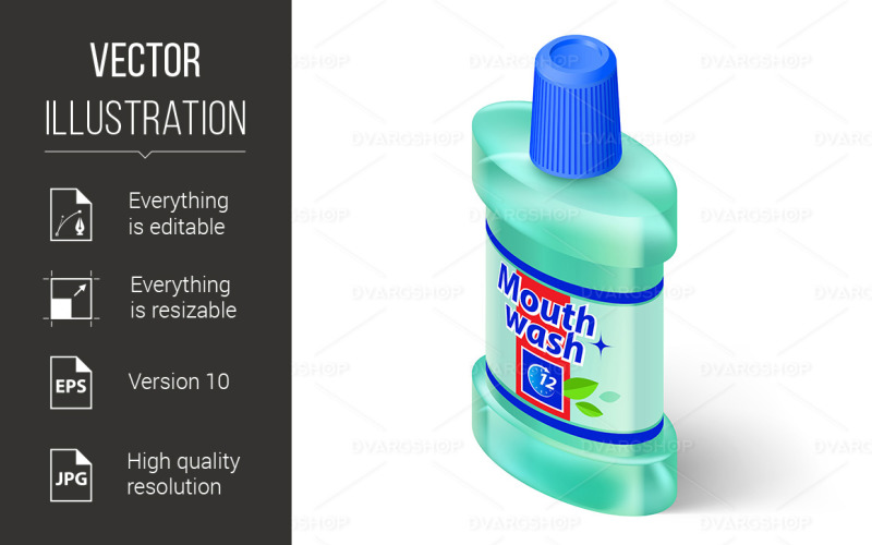 Isometric Bottle of Mouthwash - Vector Image Vector Graphic