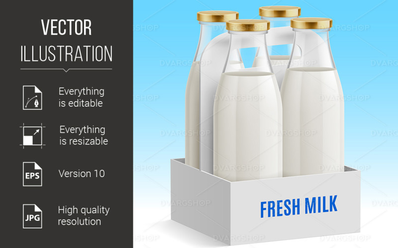 Milk Bottle - Vector Image Vector Graphic