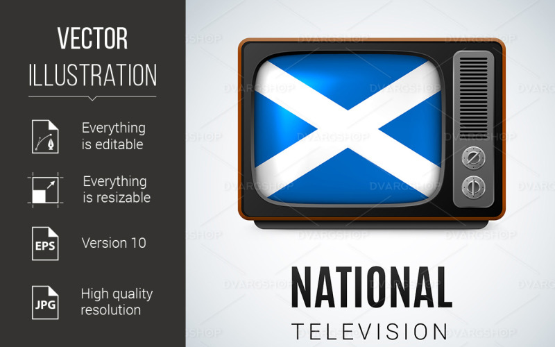 National Television - Vector Image Vector Graphic
