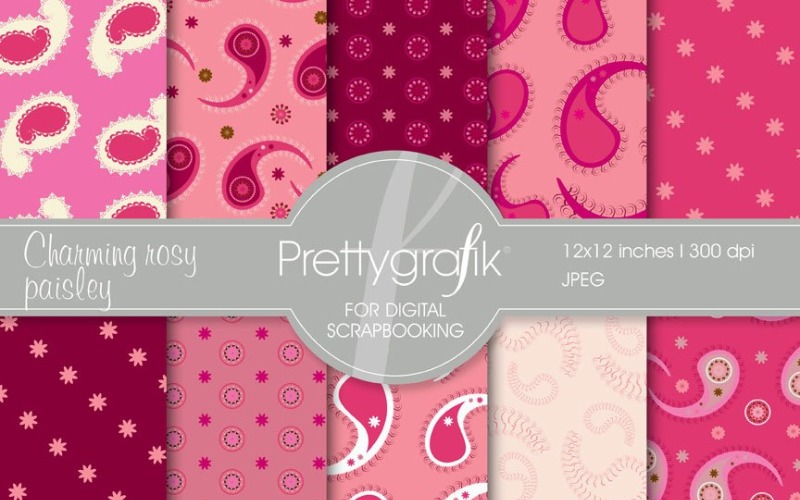 paisley Digital Paper, Commercial - Vector Image Vector Graphic