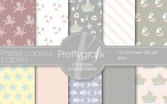 Pastel Coastal Digital Paper - Vector Image