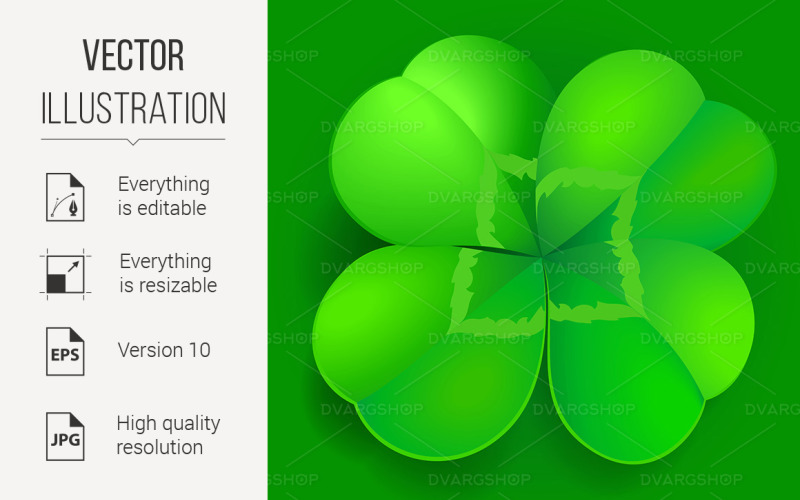 Shamrock, Trefoil or Clover Leaf Irish Symbol - Vector Image Vector Graphic