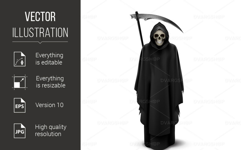 Angel of Death on White - Vector Image Vector Graphic
