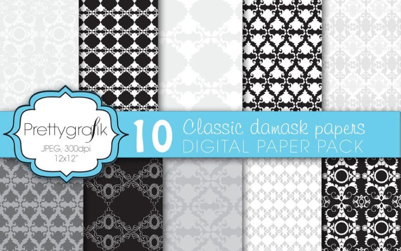 Classic Damask Digital Paper - Vector Image Vector Graphic
