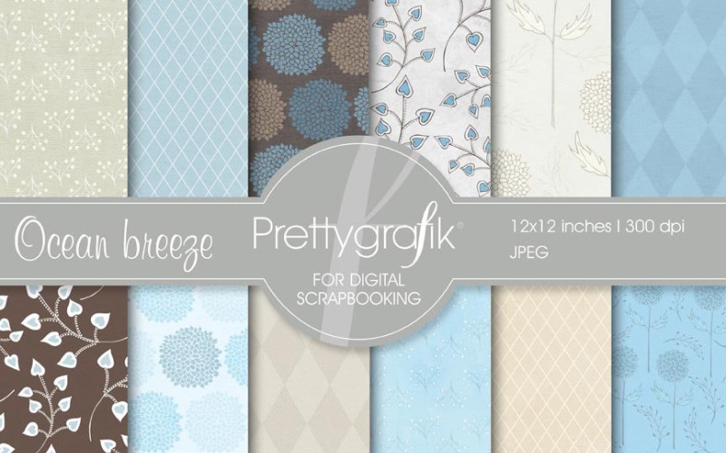 Floral Scrapbook Digital Papers Set - Vector Image Vector Graphic