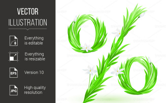 Grass Font Isolated on White Background - Vector Image