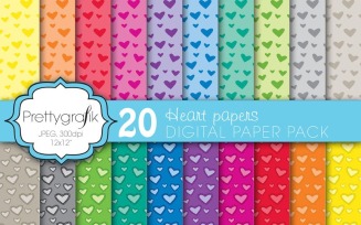 Heart Valentine Digital Paper - Vector Image