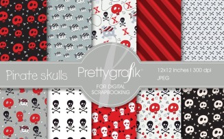Pirate Skulls Digital Paper - Vector Image
