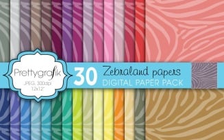 Zebra Animal Print Digital Paper - Vector Image