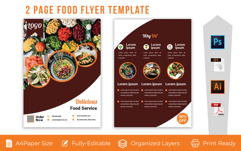 2 Page Food Flyers volume-3 - Corporate Identity Template