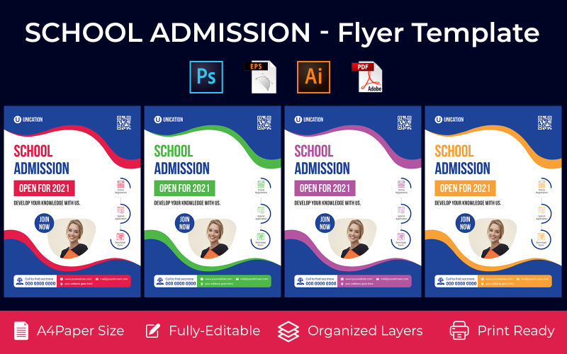 School Admission promotion flyer PSD, AI design volume-4 Corporate Identity