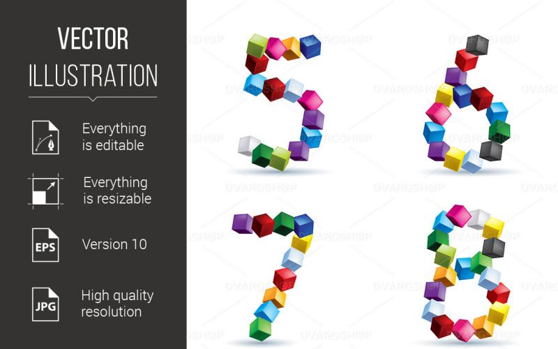 Figures Made of Colored Blocks - Vector Image Vector Graphic